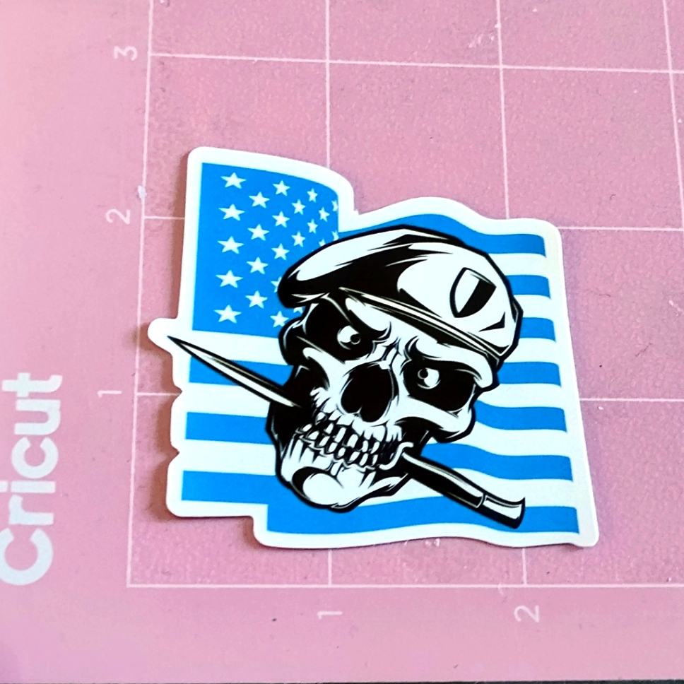 Army Zombie Skull Blue White Flag Vinyl Sticker Decal New